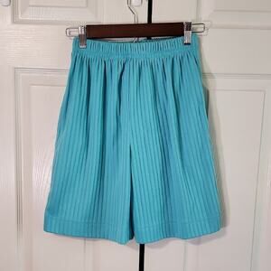 Vintage Sunbelt Sportswear Womens Turquoise Ribbed Shorts Size SM Elastic Waist